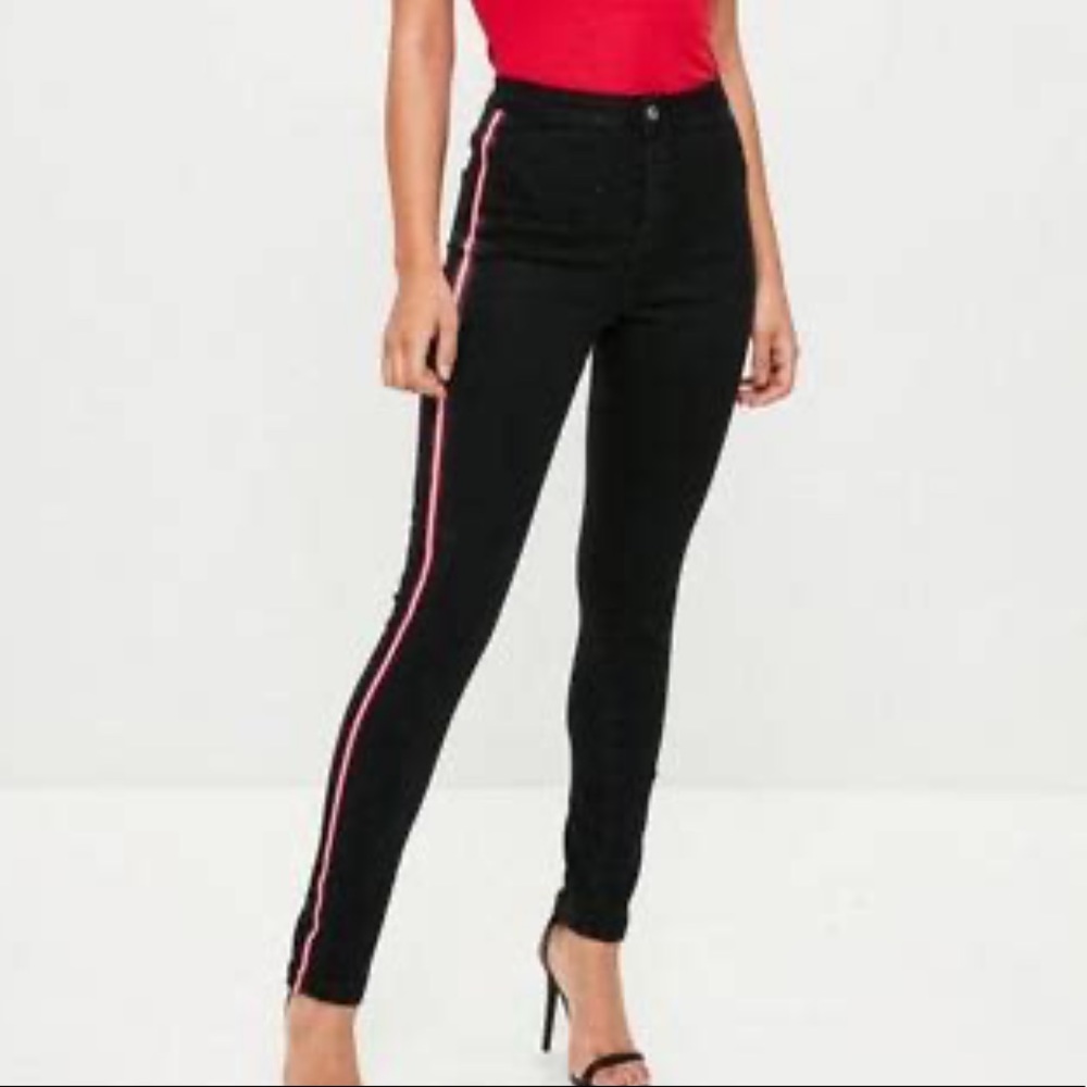 Zara Basic Z1975 Navy Blue Skinny Jeans w/Stripes